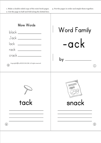 Word Family Minibook