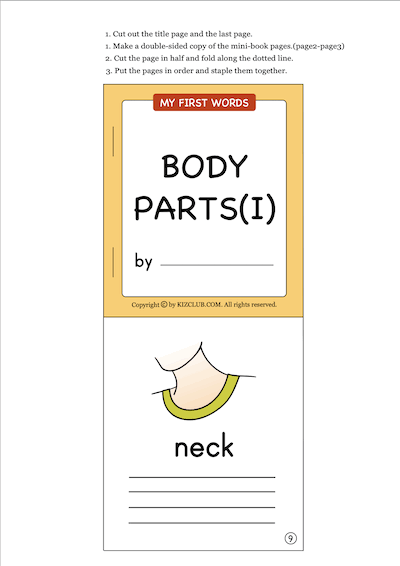Body Parts Mini book